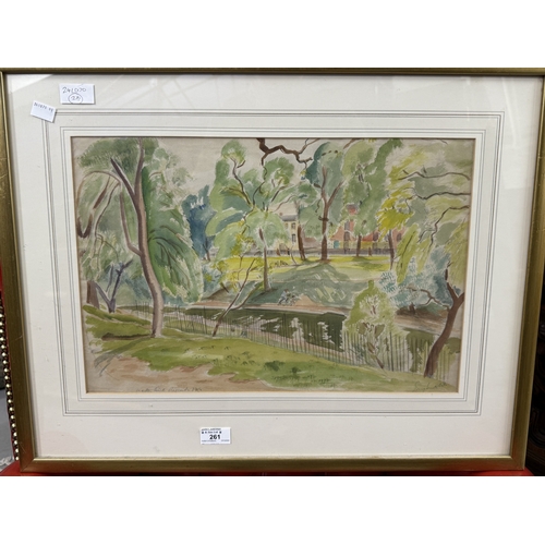 261 - Guy Mallet RBA (1900-1973): Guy Mallet RBA (1900-1973): Watercolour 'Regent's Park, North Side, Lond... 