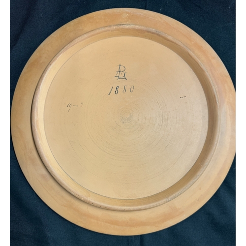 282 - Decorative Arts: Decorative Arts: Two hand decorated Victorian terracotta plates with incised mark A... 