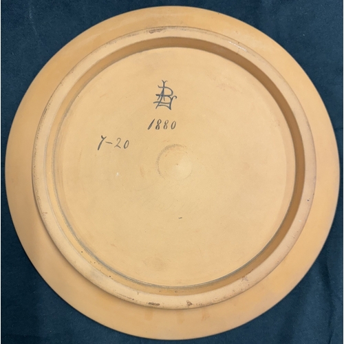 282 - Decorative Arts: Decorative Arts: Two hand decorated Victorian terracotta plates with incised mark A... 