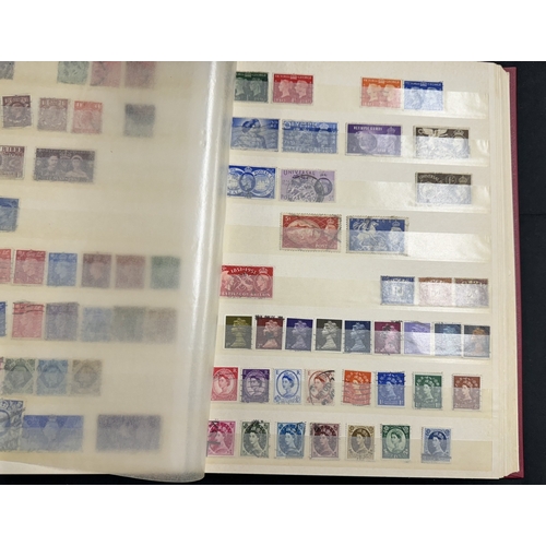 324 - Stamps: Stamps: Fourteen leaf A4 red stockbook of Commonwealth stamps mainly used, some mid George V... 