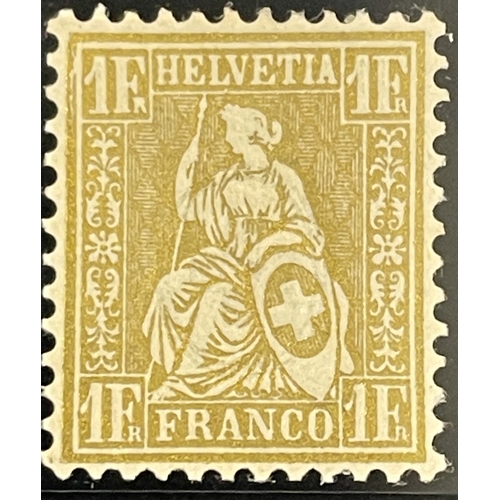 329 - Stamps: Stamps: Switzerland 1862-64, SG60a, 1f Gold impressed W8 watermark, perforations 11½ unused,... 