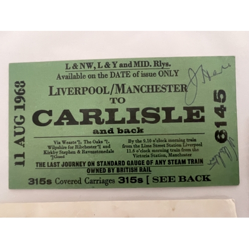 348 - Steam/Railway: Steam/Railway: Rare signed ticket from The Fifteen Guinea Special that was the last m... 