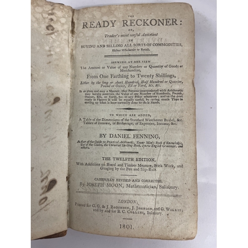 349 - Books: Books: An 1801 Ready Reckoner, by Daniel Fenning, twelfth edition. Inscribed and dated 1810 i... 