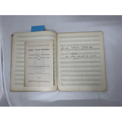 353 - Music Music: Original manuscript by Josef Vlach-Vruicky. Trio for Violin Viola and piano seventy-thr... 