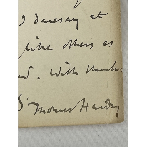 357 - Autographs: Autographs: A double sided hand written letter from Thomas Hardy, dated January 1904, se... 