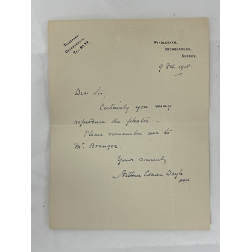 357a - Autographs: Autographs: For Sir Arthur Conan Doyle- a hand written letter giving permission for the ... 