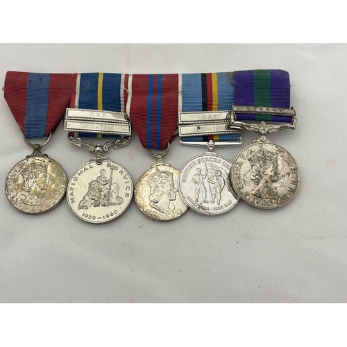 368a - Militaria: Militaria: A set of five modern court mounted medals, comprising a General Service medal ... 