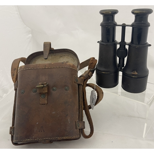 380 - Militaria: Militaria: A pair of military binoculars French made 'Lemaige Pan' of Paris, crow foot st... 