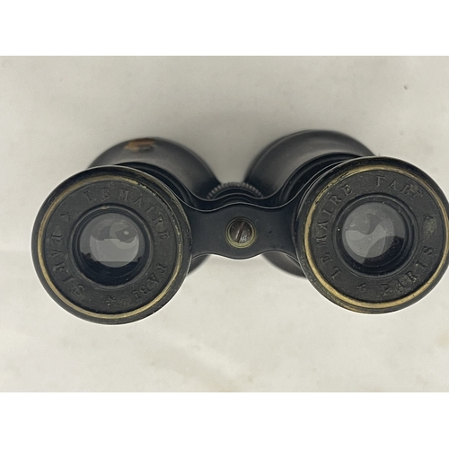 380 - Militaria: Militaria: A pair of military binoculars French made 'Lemaige Pan' of Paris, crow foot st... 