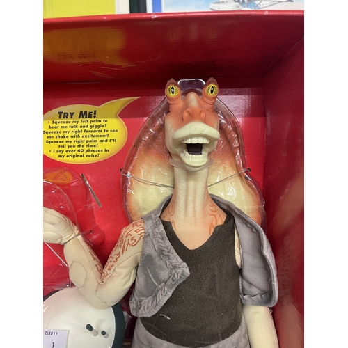 432 - Toys Toys: Star Wars Episode 1 Jar Jar Binks Wake up system 'Thinking Toy' boxed mounted.... 