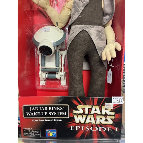 432 - Toys Toys: Star Wars Episode 1 Jar Jar Binks Wake up system 'Thinking Toy' boxed mounted.... 