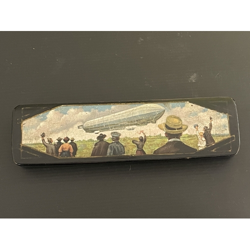 471 - Airship/Zepellin Memorabilia: Airship/Zeppelin Memorabilia: Graf Zeppelin papier mache pen box comme... 