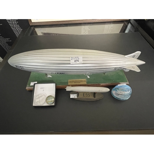 475 - Airship/Zeppelin Memorabilia: Airship/Zeppelin Memorabilia: Desk model R101 21ins, lithographed tinp... 