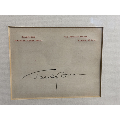 498 - Space: Space: Yuri Gagarin 1934-1968 (First Human into Space) signed note on Mansion House London st... 