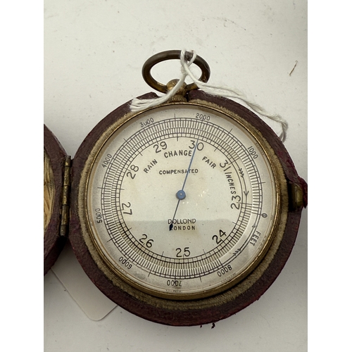 511 - Scientific Instruments: Scientific Instruments: A late 19th century gilt cased pocket barometer by D... 