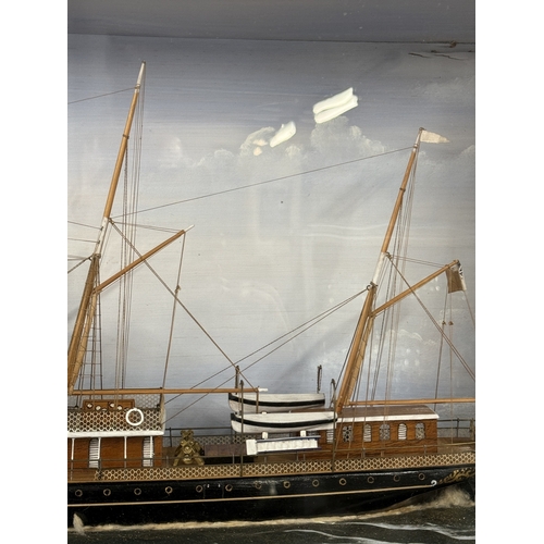 533 - Maritime: Maritime: Diorama waterline model boat of the auxiliary Steamship 