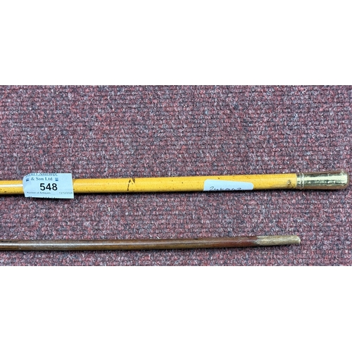 548 - Edged Weapons/Swagger Stick: Edged Weapons/Swagger Stick: An 18k gold topped French-made maple swagg... 