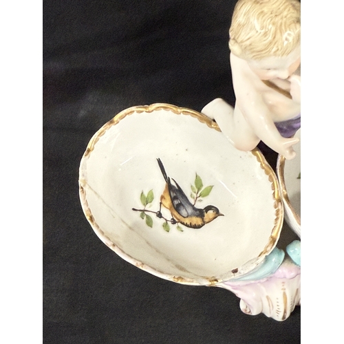 556 - Porcelain: Porcelain: 19th/20th century German figures, two Meissen, one Berlin condiment together w... 