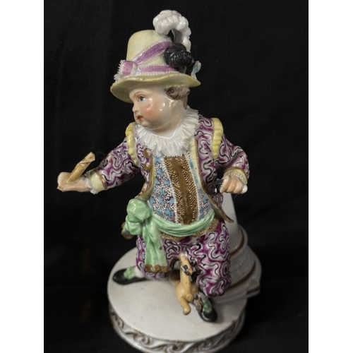 556 - Porcelain: Porcelain: 19th/20th century German figures, two Meissen, one Berlin condiment together w... 