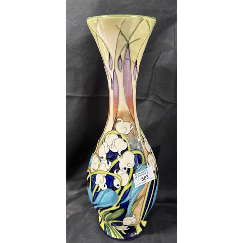 583 - Ceramics: Ceramics: Moorcroft tall elongated vase Kali - Zoe pattern, Emma Bossons 80/300, height 37... 