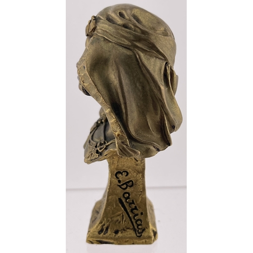 604 - Sculpture Lous Emest Barrias (1841-1905) French 'Jeure Fille De Bon Saada' gold patterned bronze sig... 