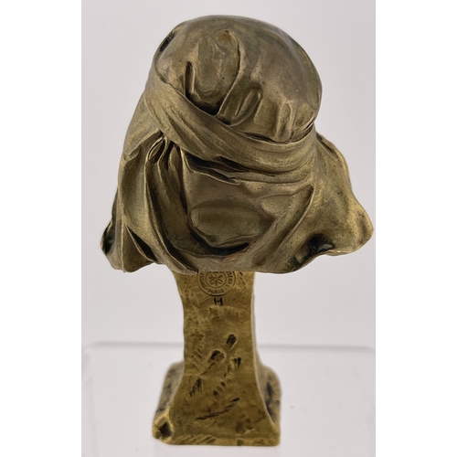 604 - Sculpture Lous Emest Barrias (1841-1905) French 'Jeure Fille De Bon Saada' gold patterned bronze sig... 