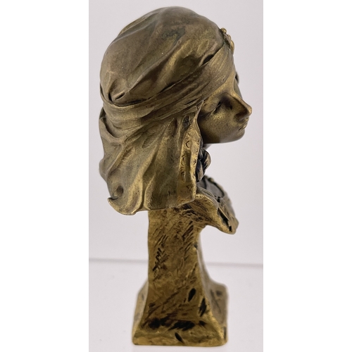 604 - Sculpture Lous Emest Barrias (1841-1905) French 'Jeure Fille De Bon Saada' gold patterned bronze sig... 