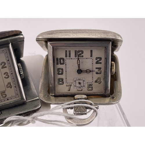 620 - Watches: Watches: Three Art Deco folding purse watches, one silver cased, hallmarked for Birmingham ... 