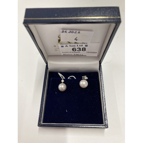 638 - Jewellery: Jewellery: Pair of 9ct white gold clip on earrings set with a single brilliant cut diamon... 