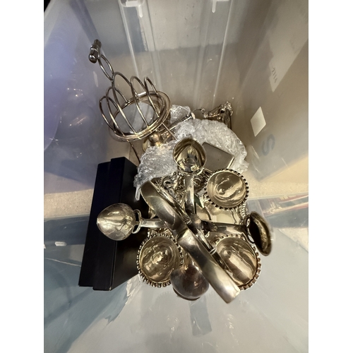 65 - Silver Plate: Silver Plate: An unusual toast rack/ warmer, with burner; an egg cup stand; a South Am... 