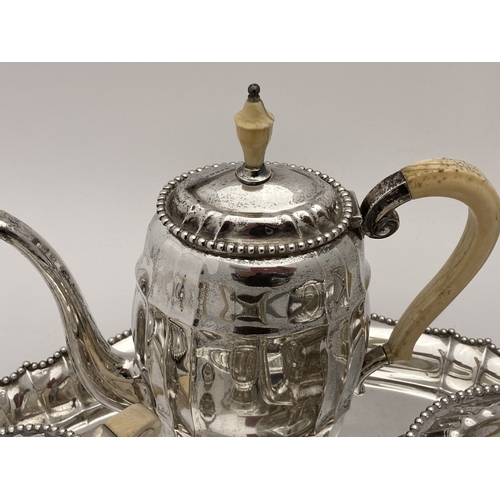 660a - Continental Silver: Continental Silver: A German five piece white metal tea set, marked with German ... 