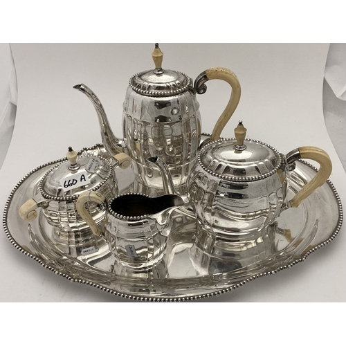 660a - Continental Silver: Continental Silver: A German five piece white metal tea set, marked with German ... 