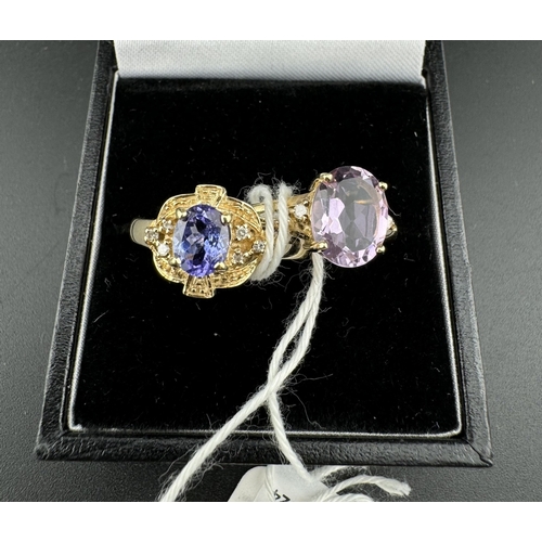 731 - Jewellery: Jewellery: A 9ct gold and tourmaline ring, accented with white stones, size N, together w... 