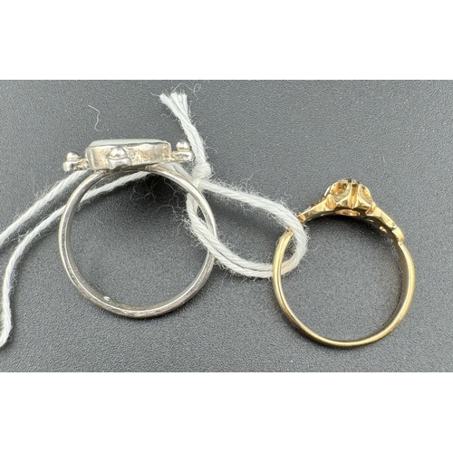 761 - Jewellery: Jewellery: A yellow metal ring, unmarked but testing as 14ct gold, set a solitaire diamon... 