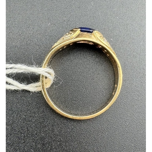 788 - Jewellery: Jewellery: A yellow metal ring, marked 585 and testing as 14ct gold, rubover set a centra... 