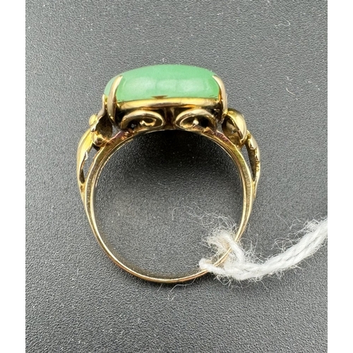 797 - Jewellery: Jewellery: A Chinese yellow metal ring, unmarked but testing as 18ct gold, set with a sin... 