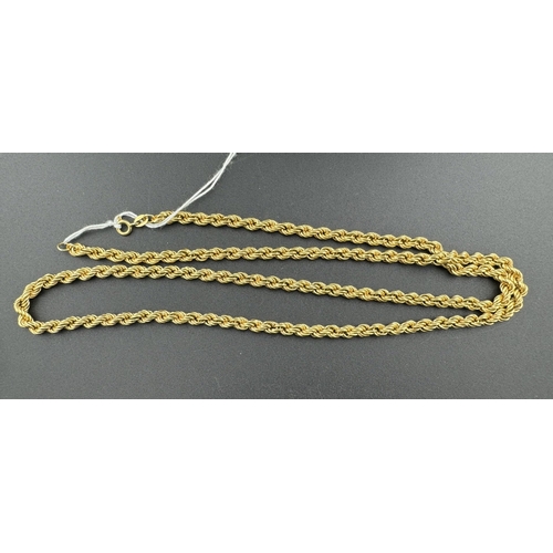 810 - Jewellery: Jewellery: An 18ct yellow gold rope twist necklace, 72cm long, 20.2g.