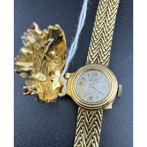 840 - Watches: Watches: An 18ct gold ladies cocktail watch by Girard Perregaux, with integral mesh strap. ... 