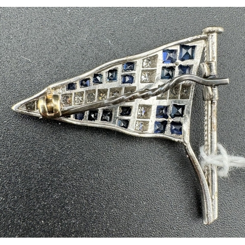 853 - Jewellery: Jewellery: A Royal Thames Yacht Club burgee brooch set with calibre cut sapphires, a bril... 