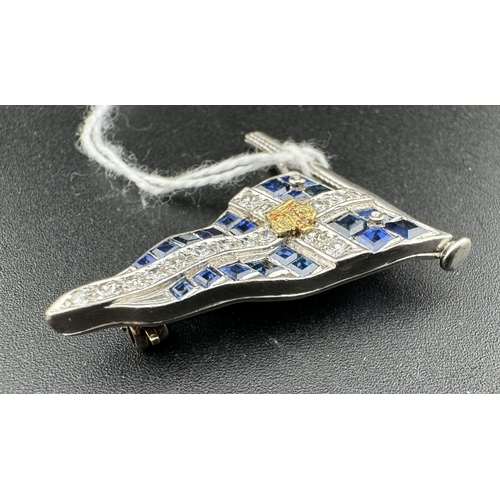 853 - Jewellery: Jewellery: A Royal Thames Yacht Club burgee brooch set with calibre cut sapphires, a bril... 