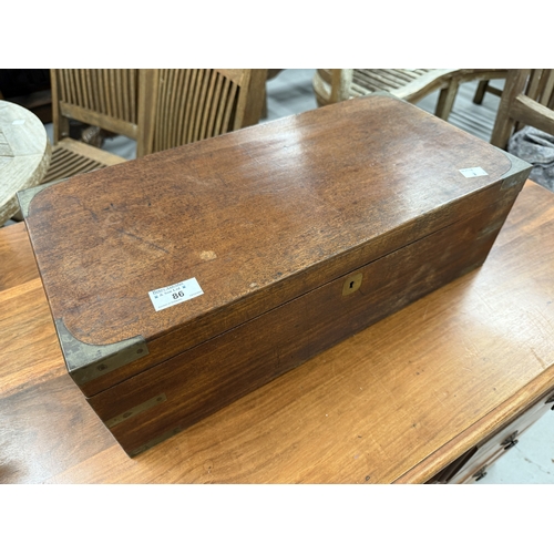 86 - Furniture: Furniture: 19th century mahogany writing box with fitted interior.