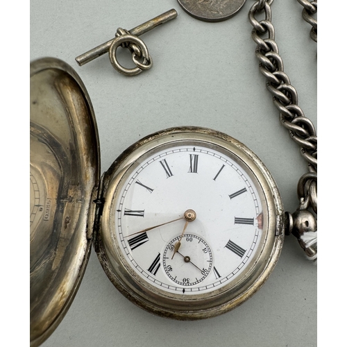 934 - Watches: Watches: An 800 grade silver cased full hunter pocket watch, the case marked for JB Dent &a... 