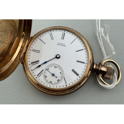 944 - Watches: Watches: An American Waltham Watch Company ladies full hunter pocket watch, in yellow metal... 