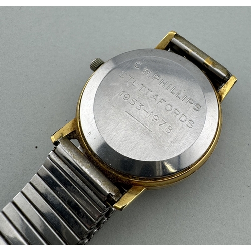 951 - Watches: Watches: A gents 1970s Omega Automatic day date watch, in round gold plated case on expandi... 