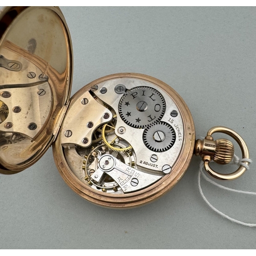 952 - Watches: Watches: A 9ct gold open faced keyless wind pocket watch, with enamel dial and subsidiary s... 