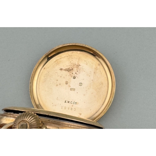 952 - Watches: Watches: A 9ct gold open faced keyless wind pocket watch, with enamel dial and subsidiary s... 