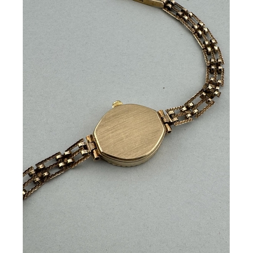 955 - Watches: Watches: A ladies 9ct gold cocktail watch by Rotary, with integral gold strap. Dial 12.3mm ... 