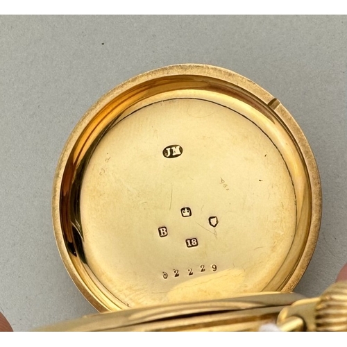 956 - Watches: Watches: An 18ct yellow gold half hunter fob watch by Straub & Hebting of London. Ename... 