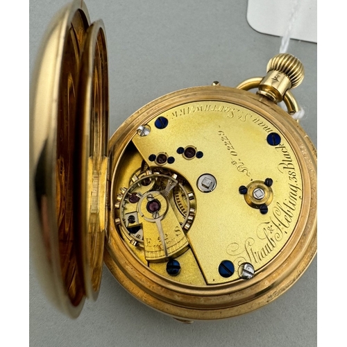 956 - Watches: Watches: An 18ct yellow gold half hunter fob watch by Straub & Hebting of London. Ename... 