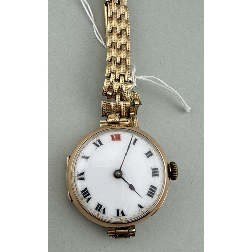 957 - Watches: Watches: Ladies Rolex trench style watch in 9ct gold case, London 1916.